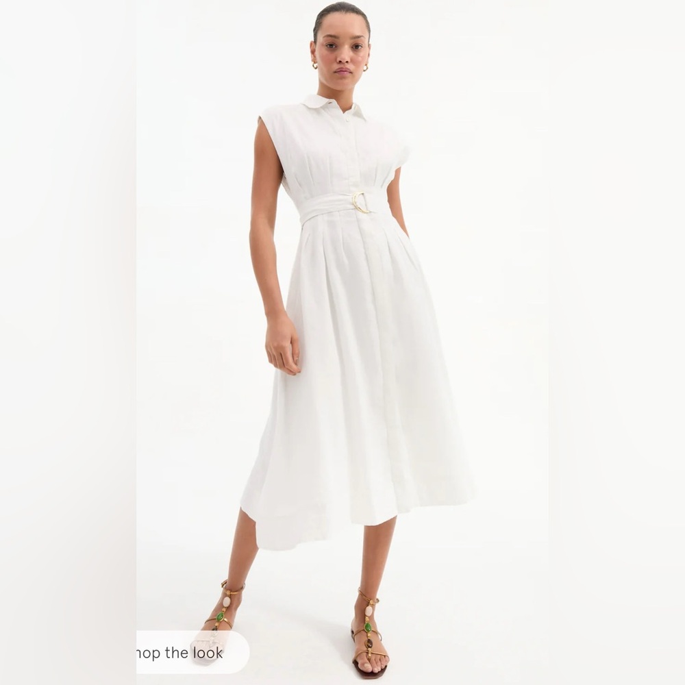 Veronica Beard Loreta Belted Linen Dress